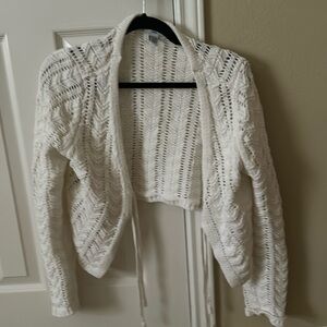 Tie front white cropped sweater size medium